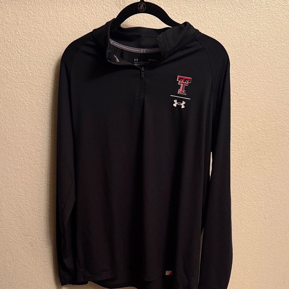 Under Armour Black Pullover Quarter-Zip with Red & White Tech Logo